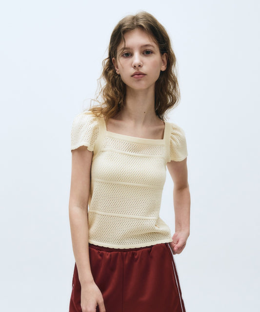 Marithé François Girbaud Women's Ruffle Strap Knit Top in Ivory