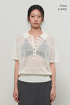 General Idea WOMAN Sheer Net Button Collar Half Knit