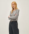 Marithé François Girbaud W V-NECK CROCHET KNIT CARDIGAN heather gray