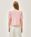 Marithé François Girbaud W SMALL CLASSIC LOGO HALF KNIT CARDIGAN SET UP light pink