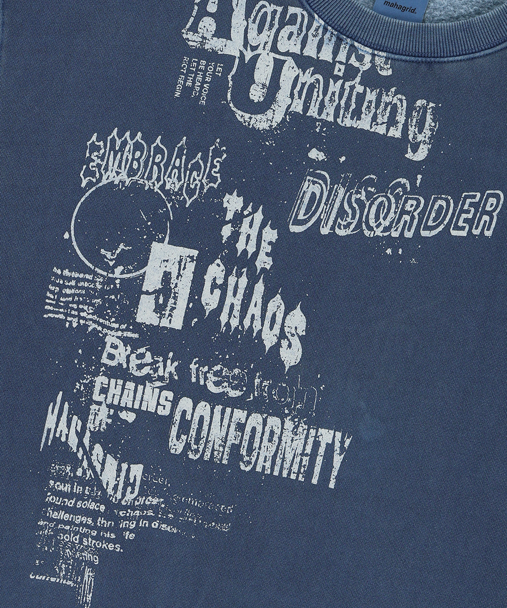 Mahagrid DISORDER PIGMENT SWEATSHIRT [BLUE]