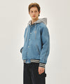 Marithé François Girbaud CLASSIC LOGO RAGLAN DENIM VARSITY JACKET light blue