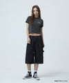 Mahagrid Bermuda Check Pocket Denim Shorts [Black]