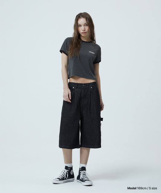 Mahagrid Bermuda Check Pocket Denim Shorts [Black]
