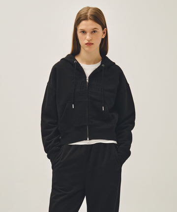 Marithé François Girbaud W CLASSIC LOGO CROP HOODIE ZIPUP