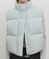 Marithé François Girbaud W Circle Logo Crop Hooded Down Vest Mint Gray