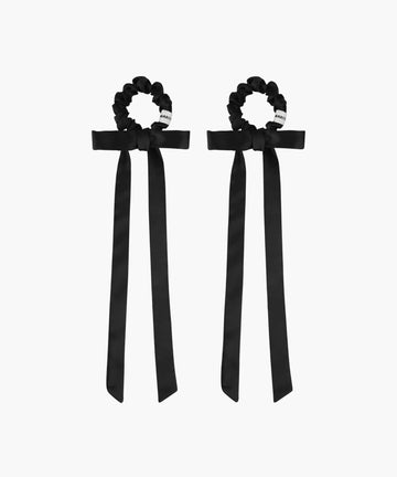 Marithé François Girbaud REGULAR LOGO SATIN HAIR RIBBON SCRUNCHIE 2PACK black