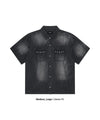 Mahagrid Denim Stud Half Shirt [Black]