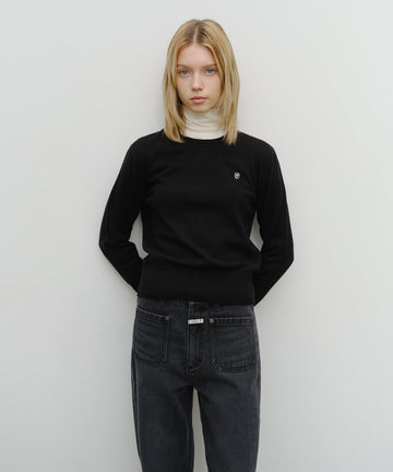 Marithé François Girbaud W Basic Crop Knit Pullover