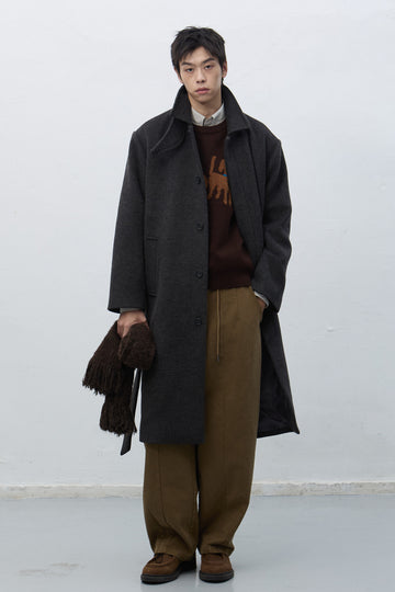 General Idea MAN Wool Blended Balmacaan Long Coat