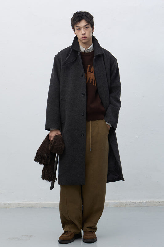 General Idea MAN Wool Blended Balmacaan Long Coat