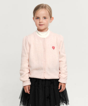 Marithé François Girbaud Kids Scallop Neck Cardigan Light Pink