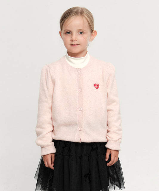 Marithé François Girbaud Kids Scallop Neck Cardigan Light Pink