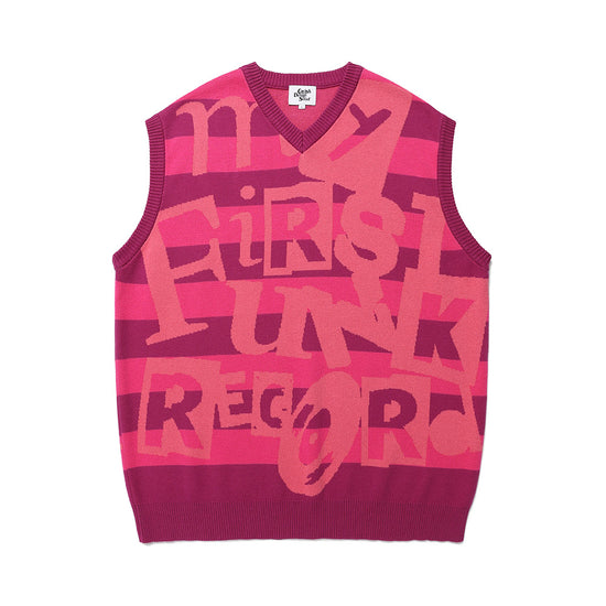 Cavish Funk Record Jacquard Knit Vest