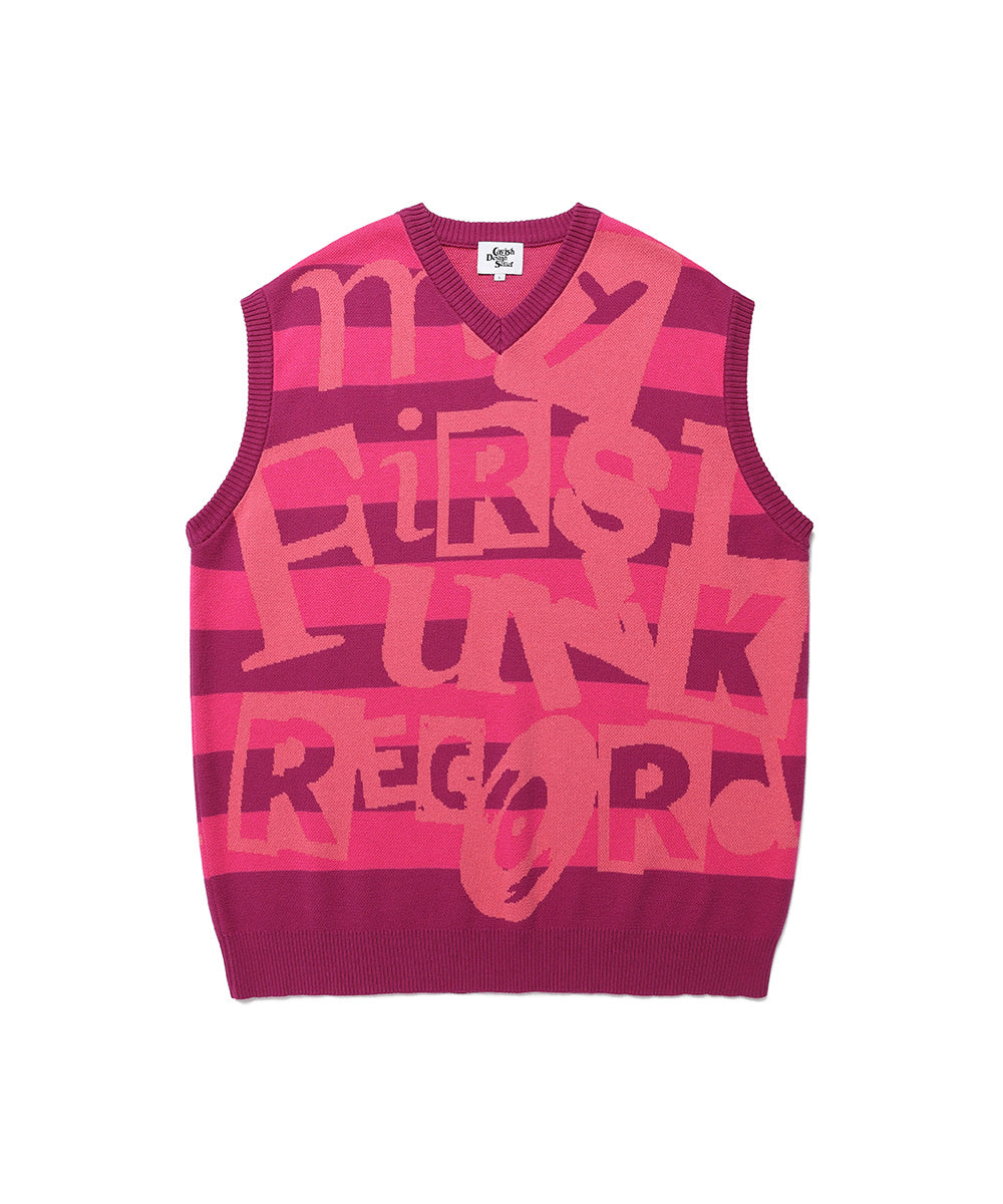 Cavish Funk Record Jacquard Knit Vest