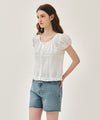 Marithé François Girbaud W PUFF SLEEVE LACE SHIRT