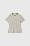 General Idea MAN Minimalist Embroidered Stripe Short Sleeve T-Shirt [OLIVE]