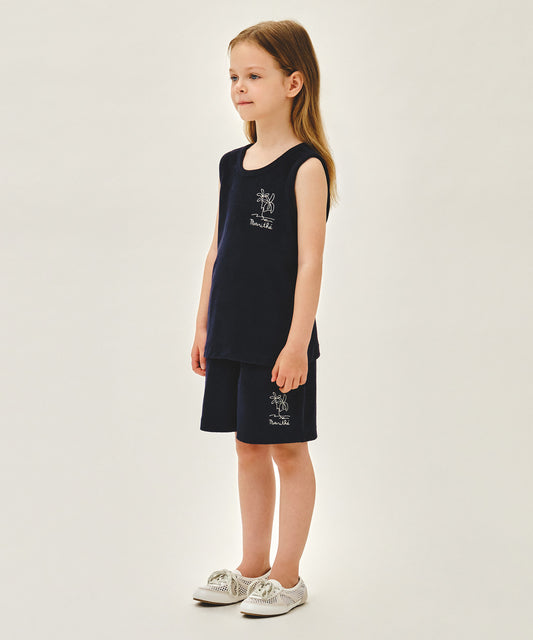Marithé François Girbaud Kids Terry Sleeveless Top and Pants Set - Navy