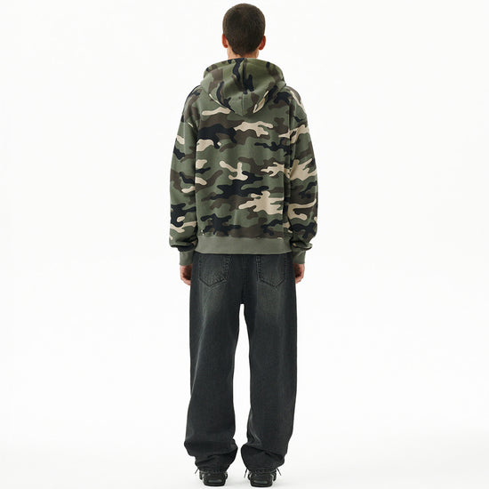 Mahagrid Camo Applique Zip Up Hoodie