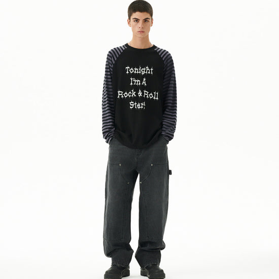 Mahagrid Rock Star Raglan Stripe Long Sleeve Tee