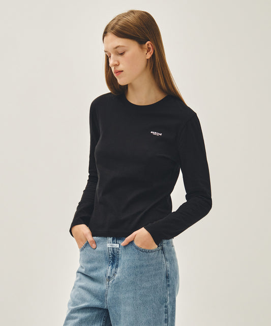 Marithé François Girbaud Women's Regular Logo Long Sleeve Tee Black