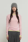 General Idea WOMAN Airy Round Neck Pintuck T-Shirt