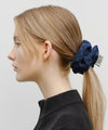 Marithé François Girbaud Classic Logo Denim Pattern Hair Scrunchie Blue