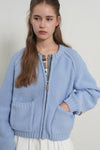 General Idea WOMAN Cotton Blend Raglan Knit Zip-Up