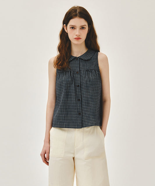 Marithé François Girbaud W ROUND COLLAR SLEEVELESS BLOUSE