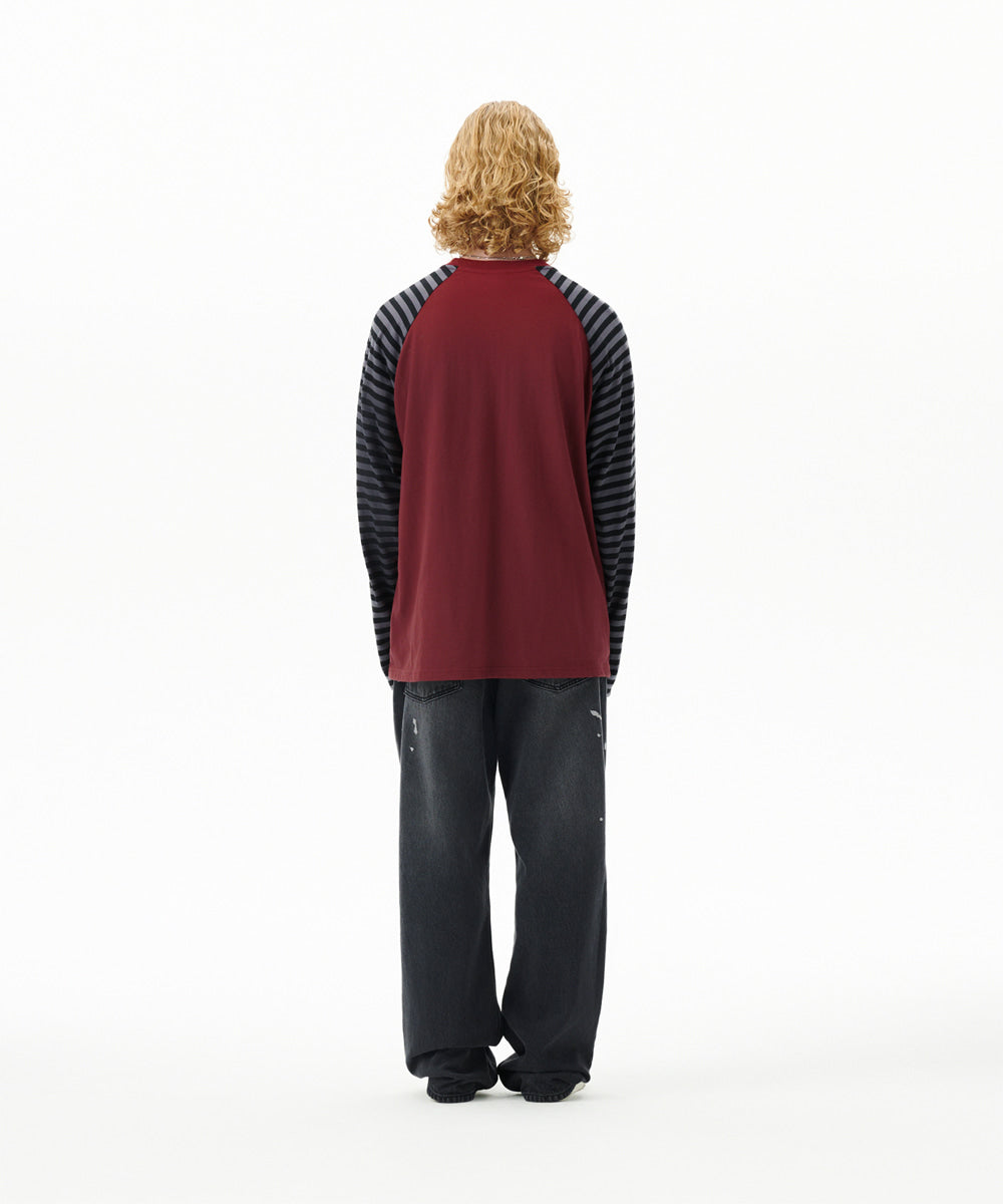Mahagrid Rock Star Raglan Stripe Long Sleeve Tee