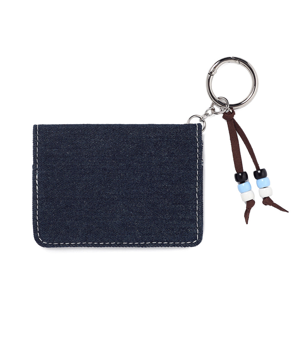 Cavish CAVISH X LELBO BROWN CHECK APPLIQUE DENIM WALLET