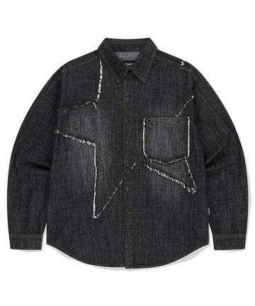 Mahagrid Star Raw Cut Denim Shirt