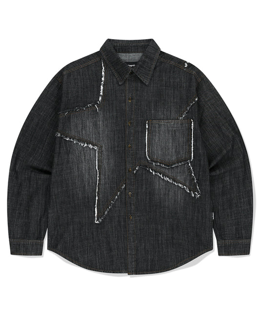 Mahagrid Star Raw Cut Denim Shirt