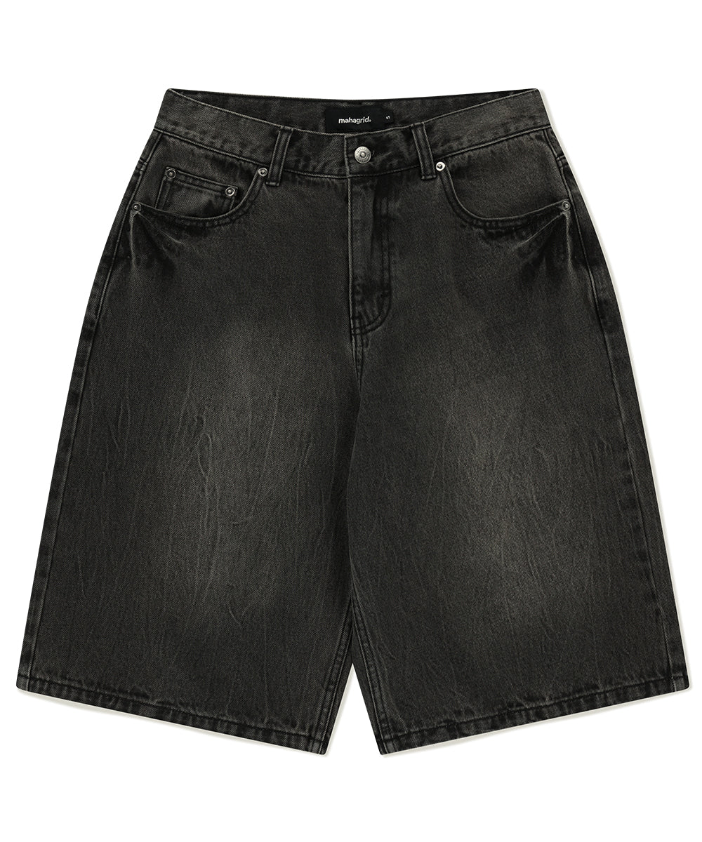 Mahagrid Mud Washing Denim Short