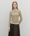 Marithé François Girbaud Women's Layered Turtle Neck Long Sleeve Light Brown
