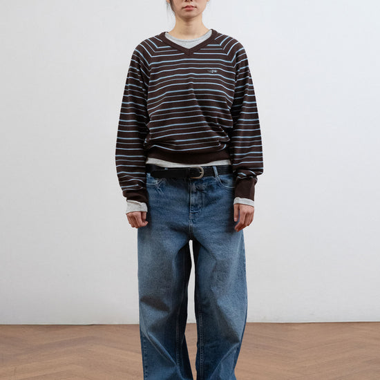 Nice Ghost Club Multi Stripe 3 Star V Neck Knit