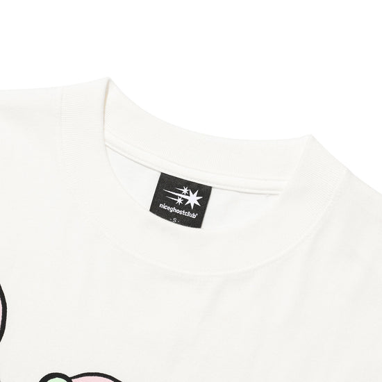 Nice Ghost Club Pearl Necklace Symbol Big Big Tee White