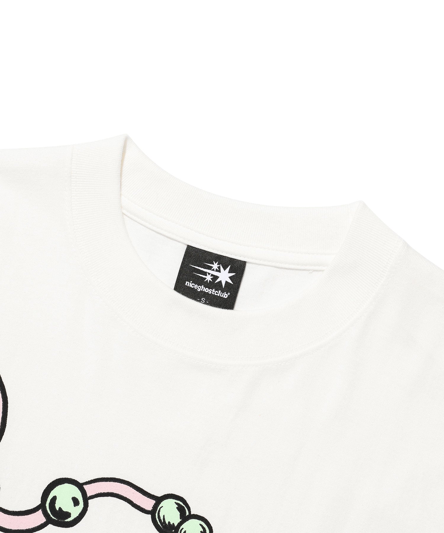 Nice Ghost Club Pearl Necklace Symbol Big Big Tee White