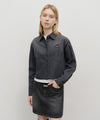 Marithé François Girbaud W Heritage Lettering Logo Denim Crop Shirt Black