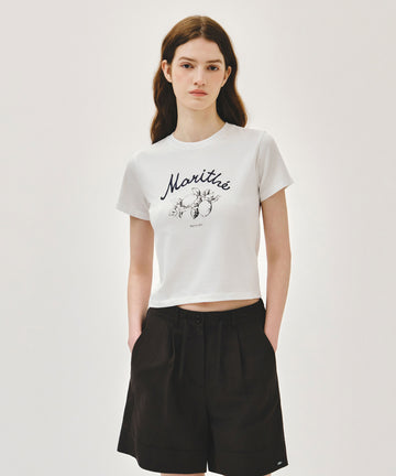 Marithé François Girbaud W LEMON GRAPHIC SLIM CROP TEE