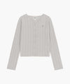 Marithé François Girbaud W V-NECK CROCHET KNIT CARDIGAN heather gray
