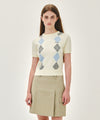 Marithé François Girbaud W ARGYLE CABLE HALF KNIT PULLOVER