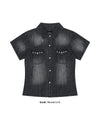 Mahagrid Denim Stud Half Shirt [Black]