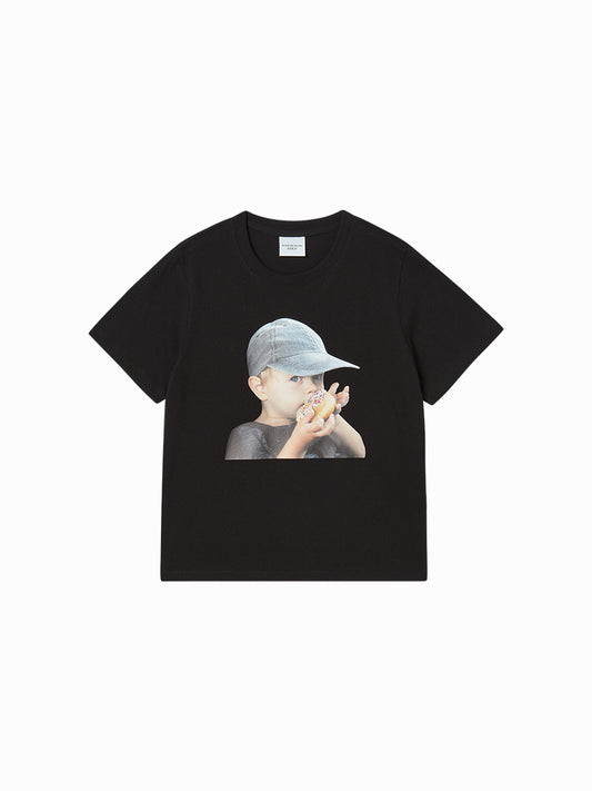 ADLV Women's ADLV Baby Face Cap Boy Short Sleeve T-Shirt