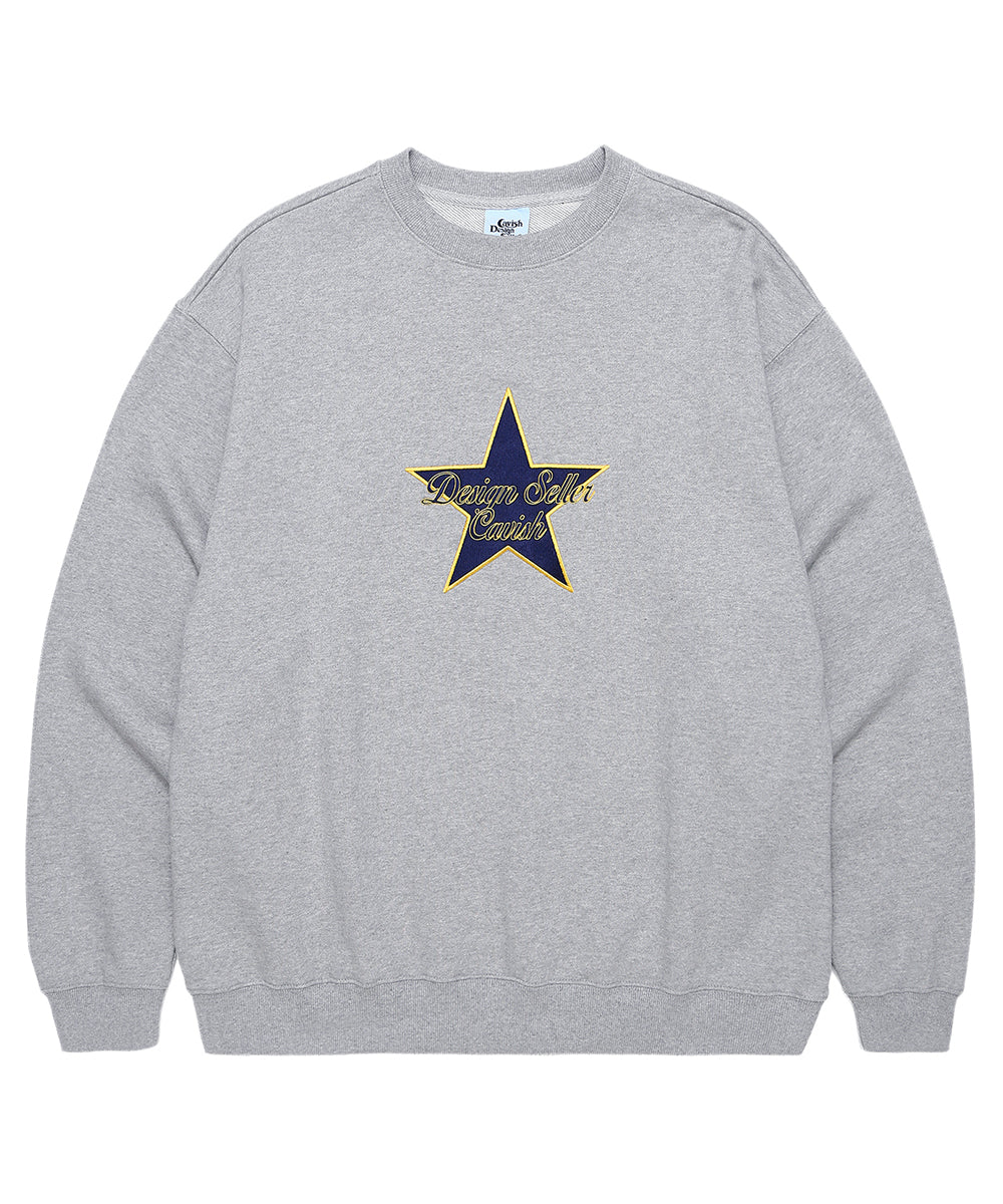 Cavish Star Logo Embroidery Sweatshirt in Grey