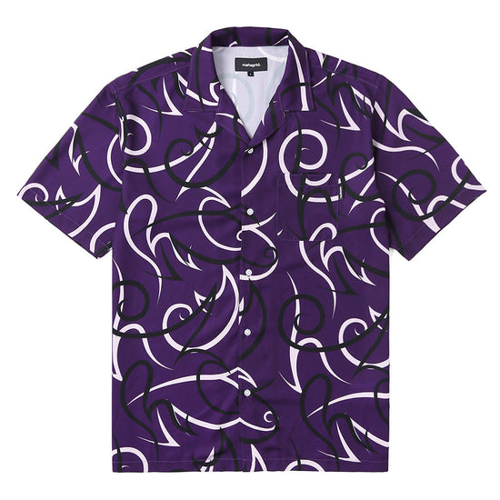 Mahagrid Tribal Open Collar Shirt
