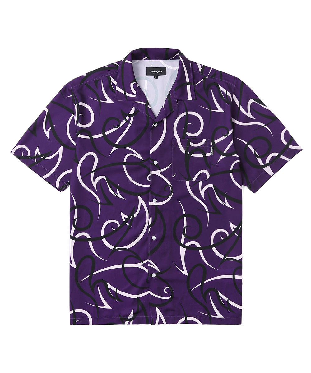 Mahagrid Tribal Open Collar Shirt