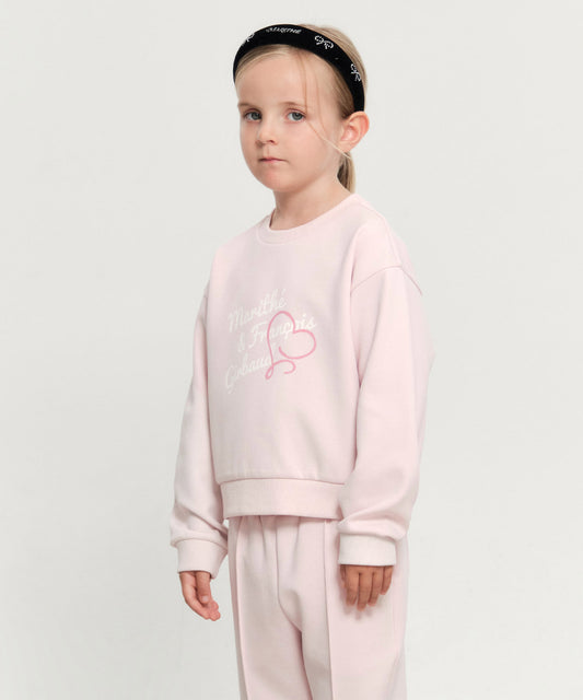 Marithé François Girbaud Kids Hand Writing Logo Crop Sweatshirt Light Pink