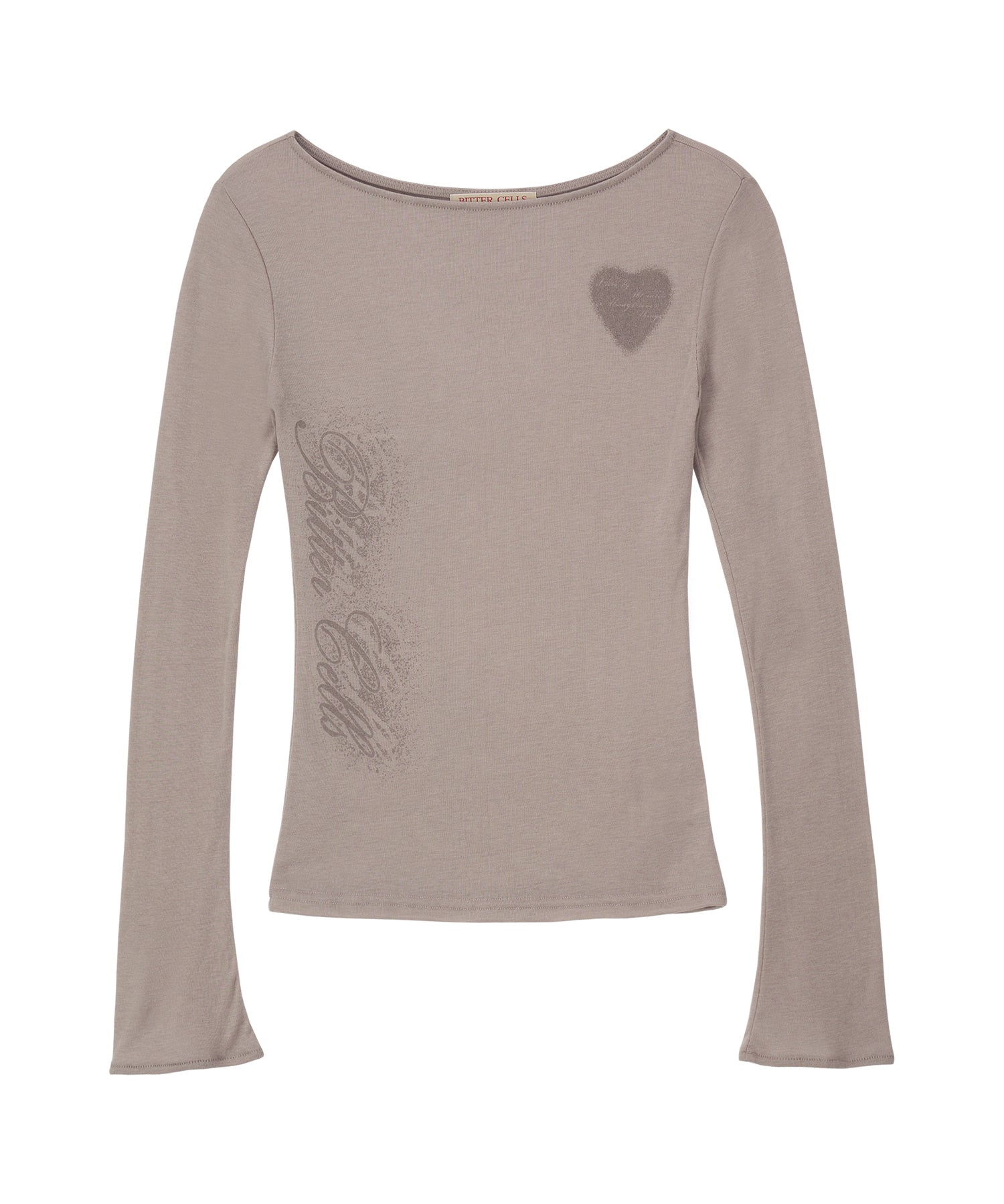 Bitter Cells Sheer Heart Long Sleeve-Beige