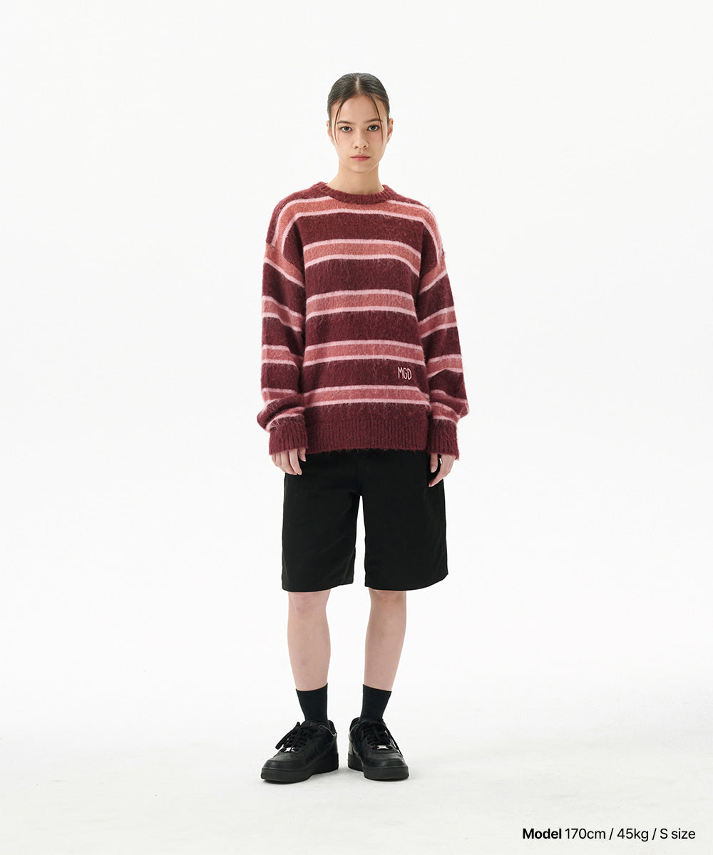 Mahagrid Hairy Stripe Knit Sweater